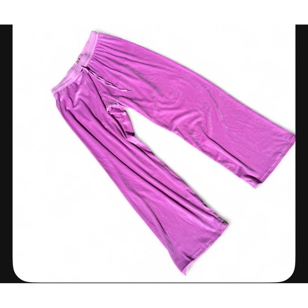 Juicy Couture Pink Velour Lounge Pants Rhinestone Logo Wide Leg Sleepwear Women